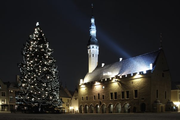 The Christmas Holidays in Estonia. Town hall, Tallinn, Estonia, Christmas